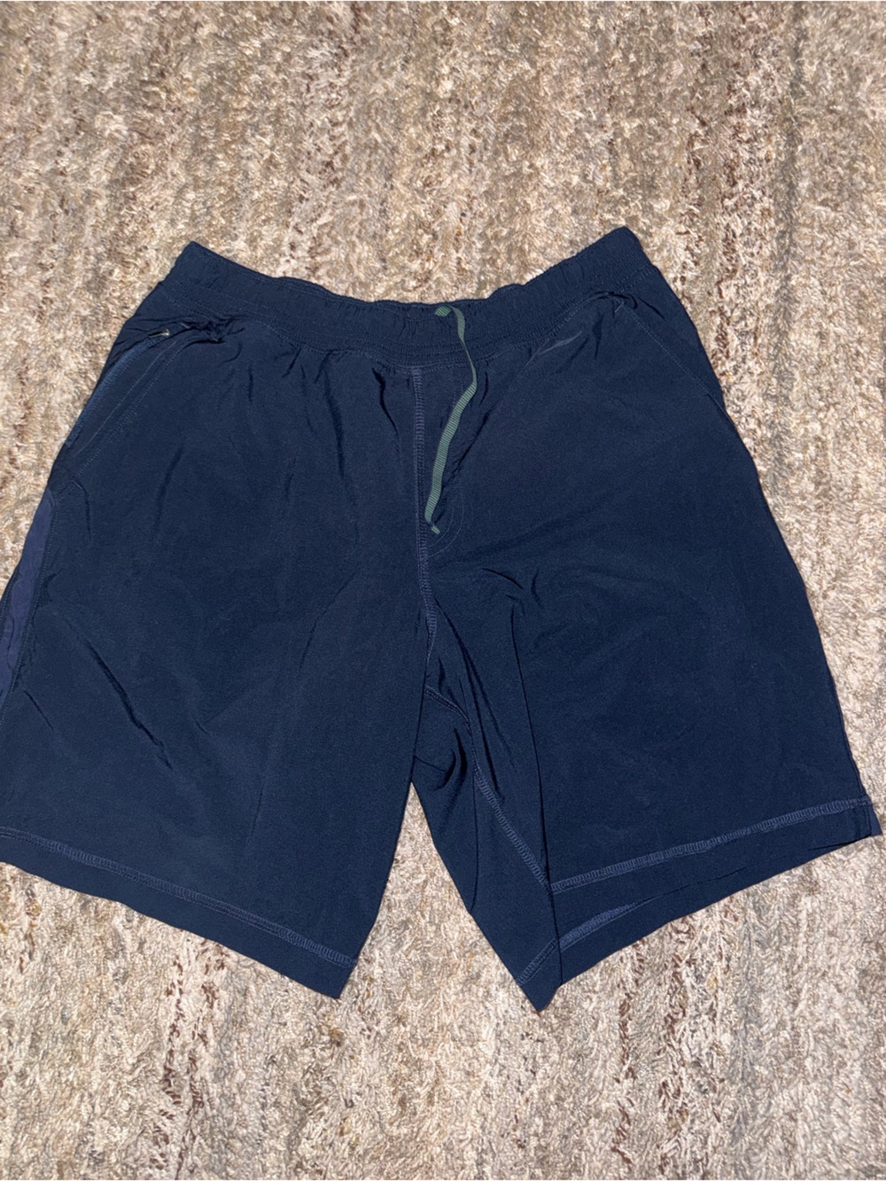 Men’s Kirkland Navy Stretch Athletic Shorts or swim trunks with built in liner.